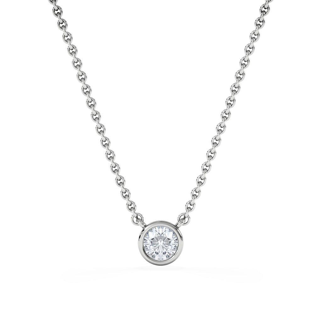 Horizon Round Cut Lab Diamond Solitaire Necklace 0.25ct H/SI in 9K White Gold