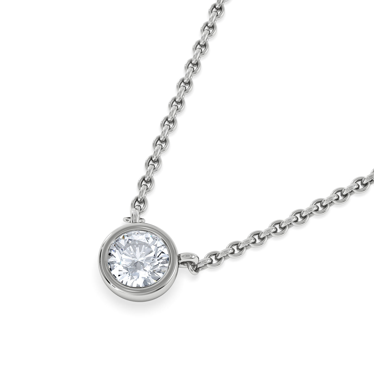 Horizon Round Cut Lab Diamond Solitaire Necklace 0.25ct H/SI in 925 Silver