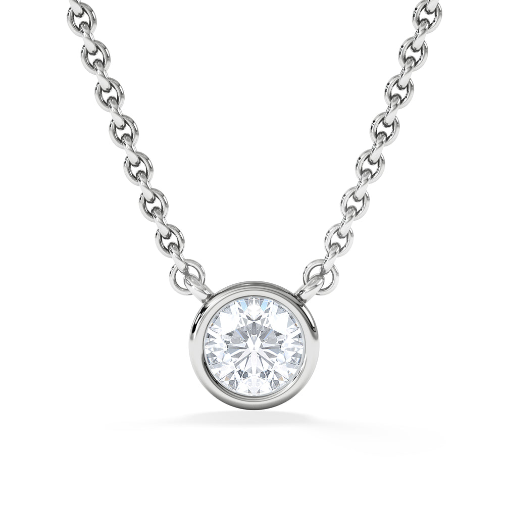 Horizon Round Cut Lab Diamond Solitaire Necklace 0.25ct H/SI in 925 Silver
