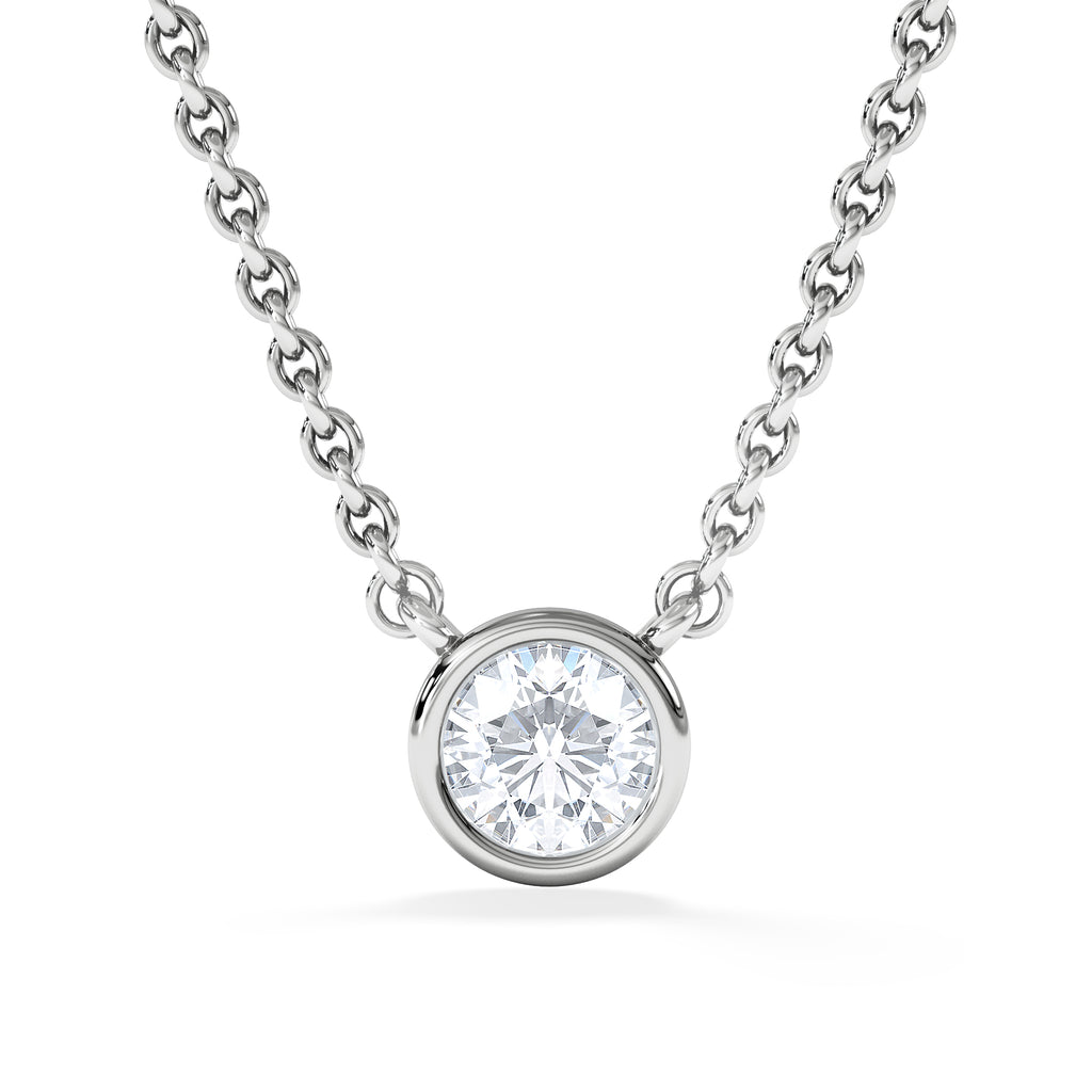 Horizon Round Cut Lab Diamond Solitaire Necklace 0.25ct H/SI in 925 Silver