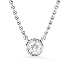 Horizon Round Cut Lab Diamond Solitaire Necklace 0.25ct H/SI in 925 Silver