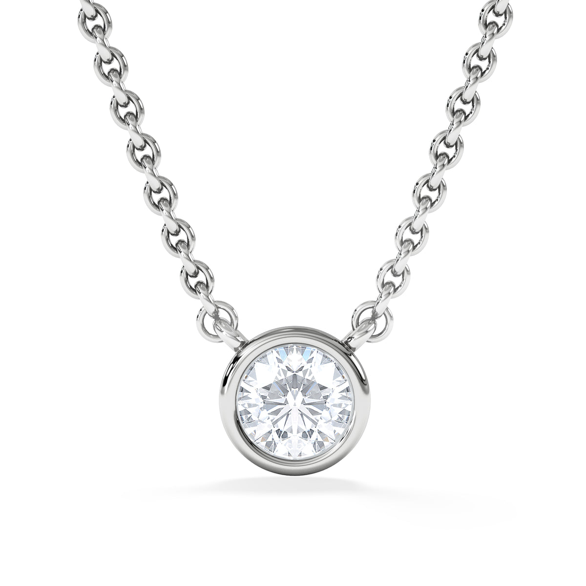 Horizon Round Cut Lab Diamond Solitaire Necklace 0.25ct H/SI in 925 Silver