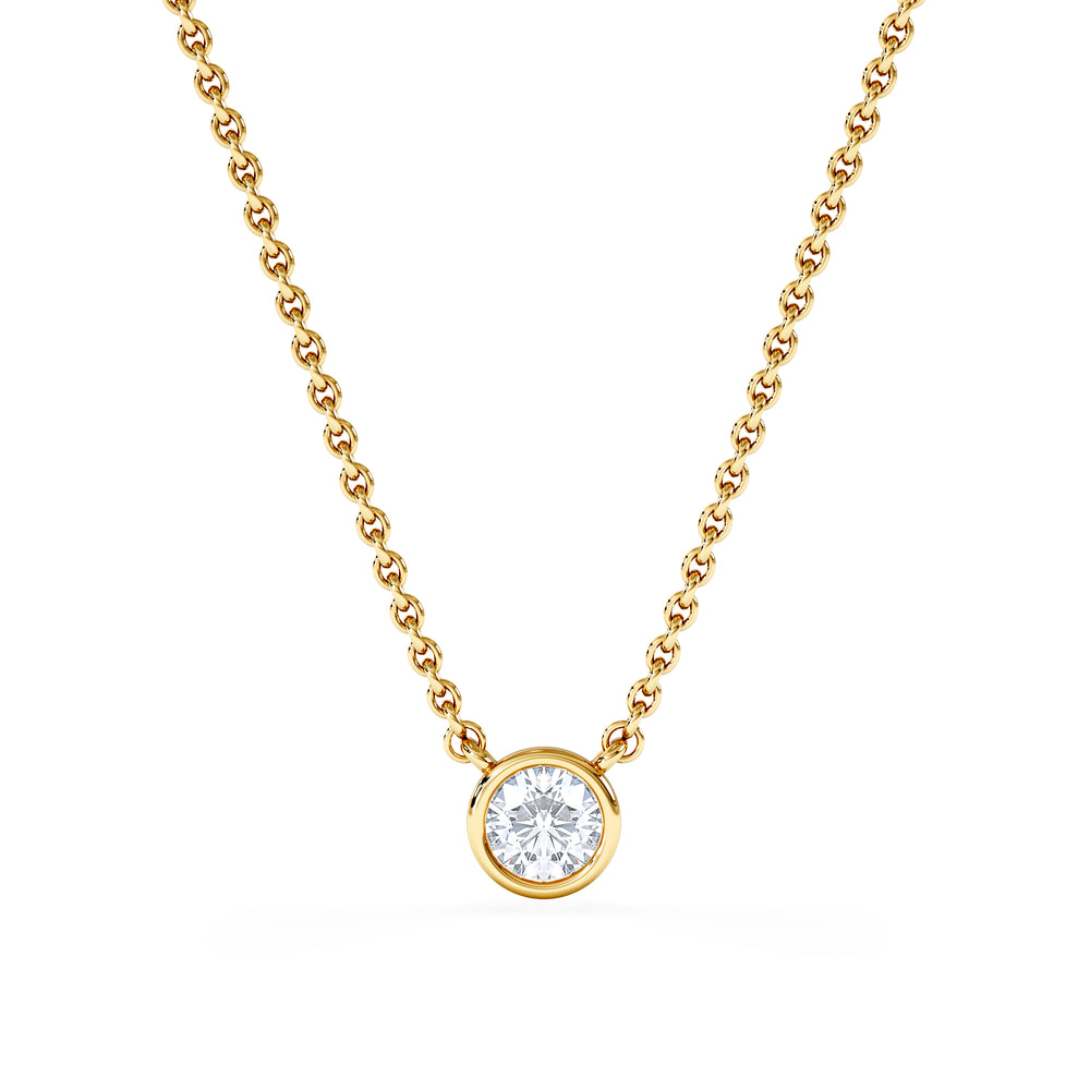 Horizon Round Cut Lab Diamond Solitaire Necklace 0.25ct H/SI in 18k Gold Vermeil