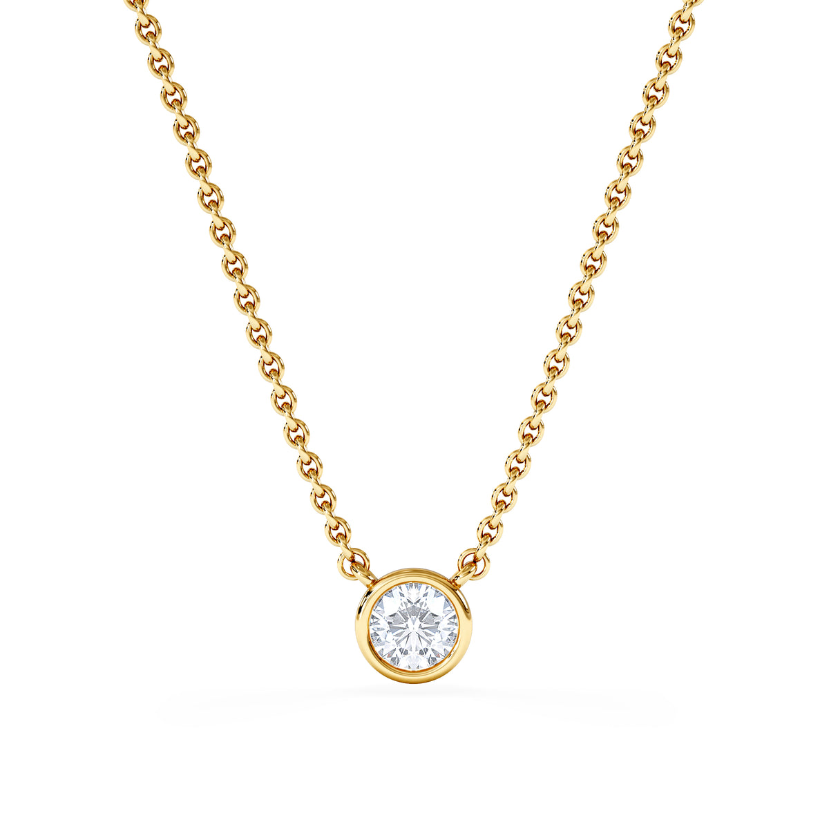 Horizon Round Cut Lab Diamond Solitaire Necklace 0.25ct H/SI in 18k Gold Vermeil
