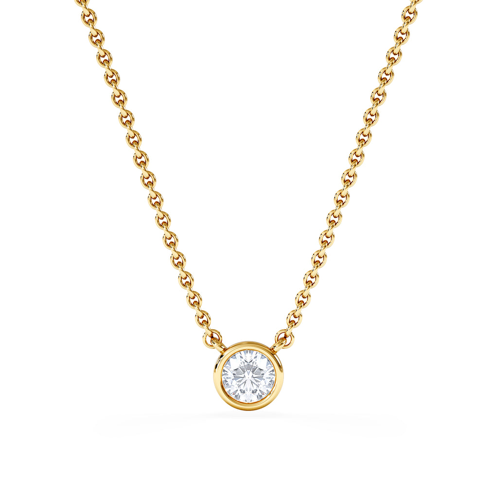 Horizon Round Cut Lab Diamond Solitaire Necklace 0.25ct H/SI in 9K Gold