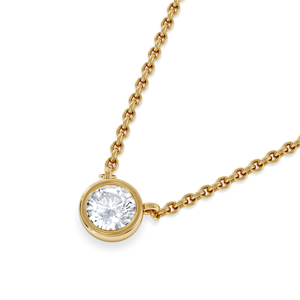 Horizon Round Cut Lab Diamond Solitaire Necklace 0.25ct H/SI in 18k Gold Vermeil
