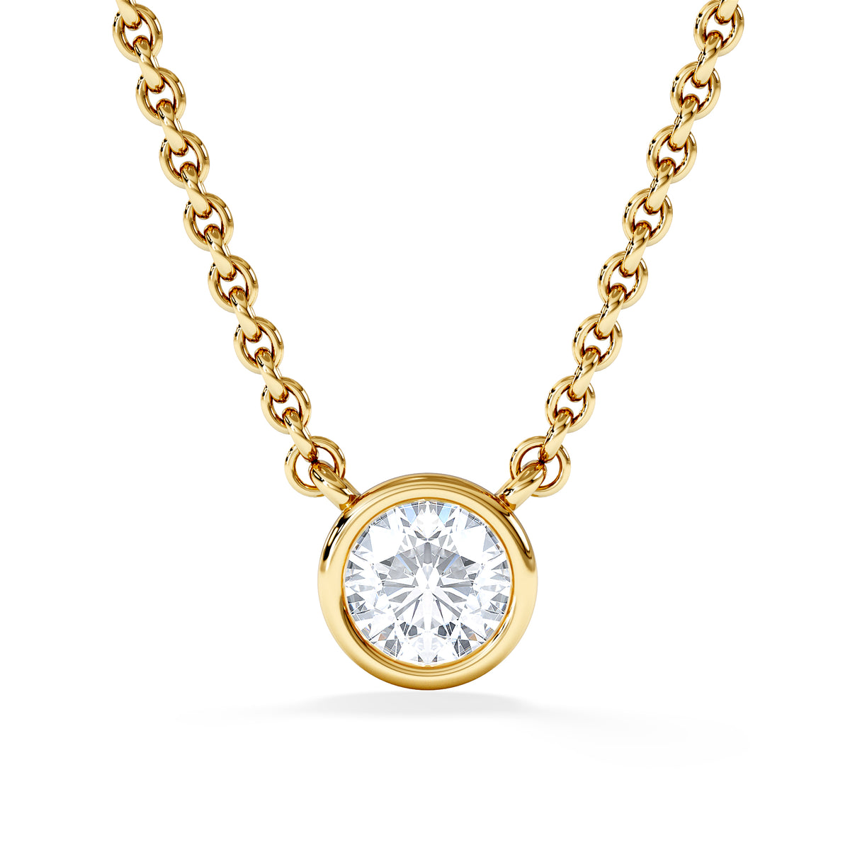 Horizon Round Cut Lab Diamond Solitaire Necklace 0.25ct H/SI in 18k Gold Vermeil