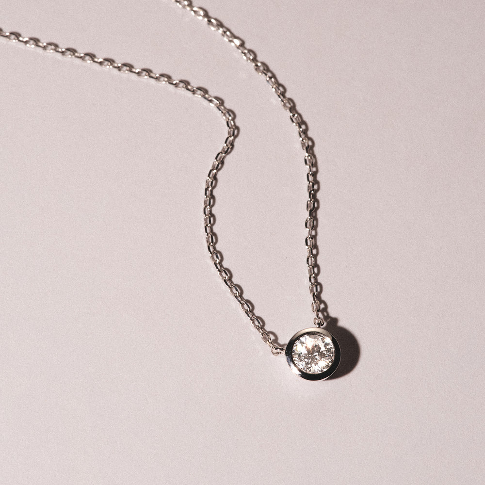 Horizon Round Cut Lab Diamond Solitaire Necklace 0.50ct H/SI in 9K White Gold