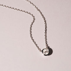 Horizon Round Cut Lab Diamond Solitaire Necklace 0.50ct H/SI in 9K White Gold