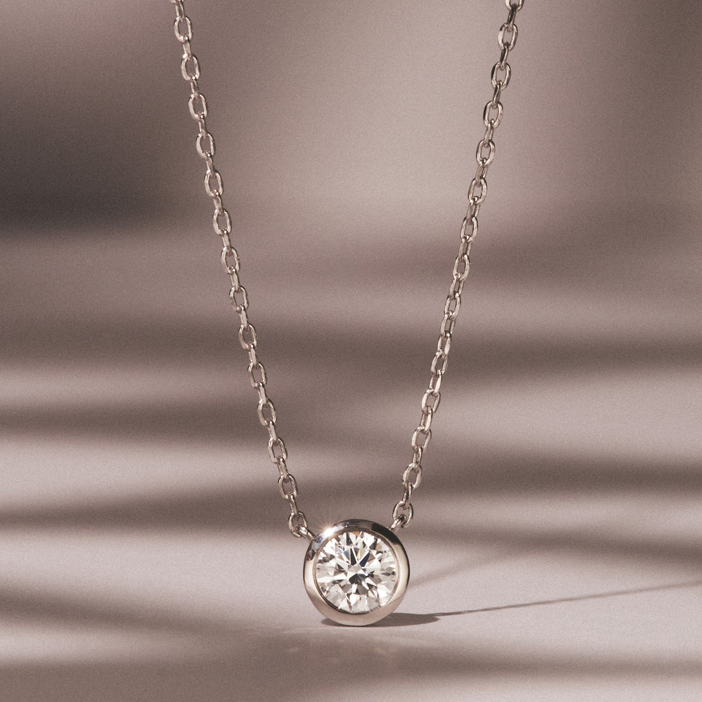 Horizon Round Cut Lab Diamond Solitaire Necklace 0.50ct H/SI in 9K White Gold