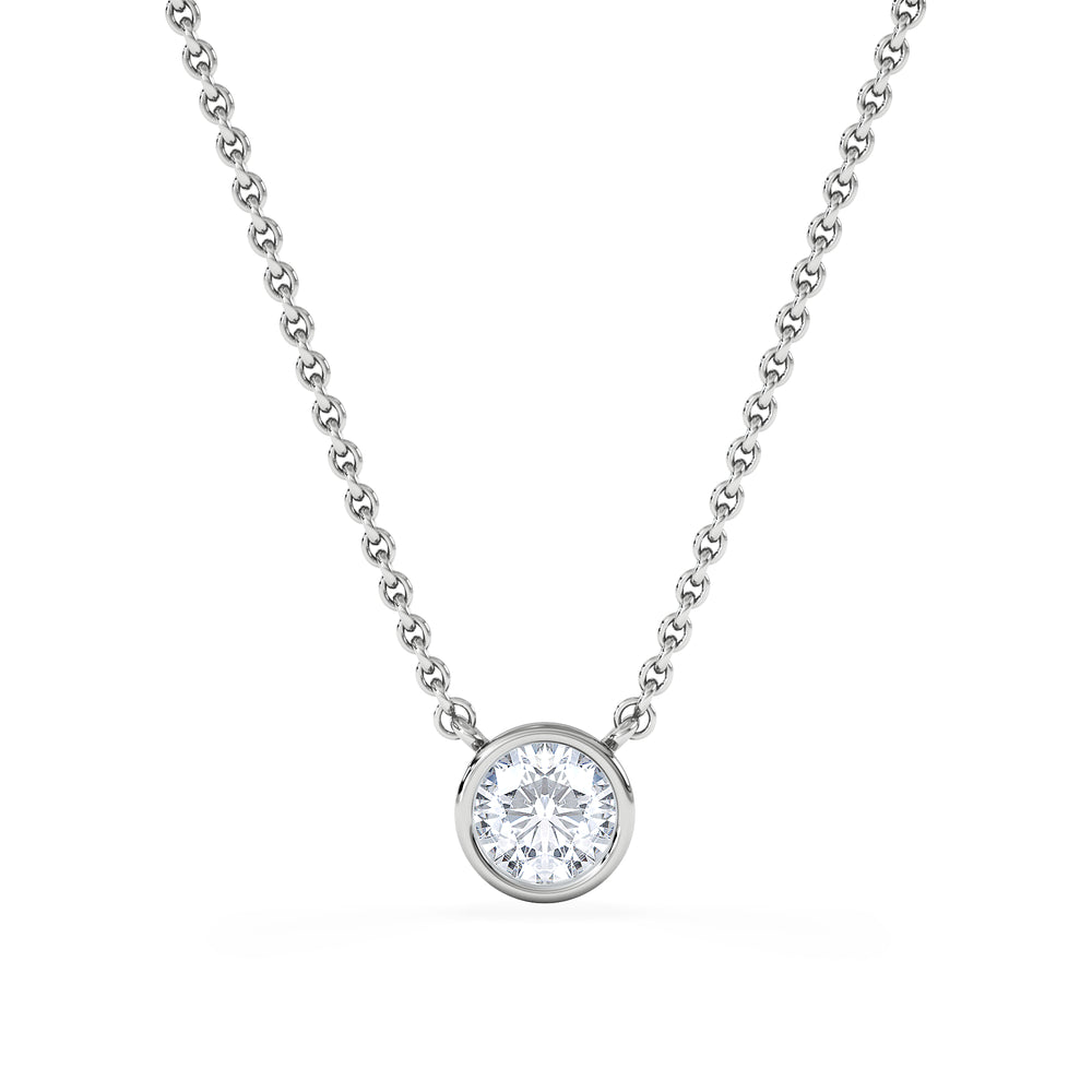 Horizon Round Cut Lab Diamond Solitaire Necklace 0.50ct H/SI in 9K White Gold