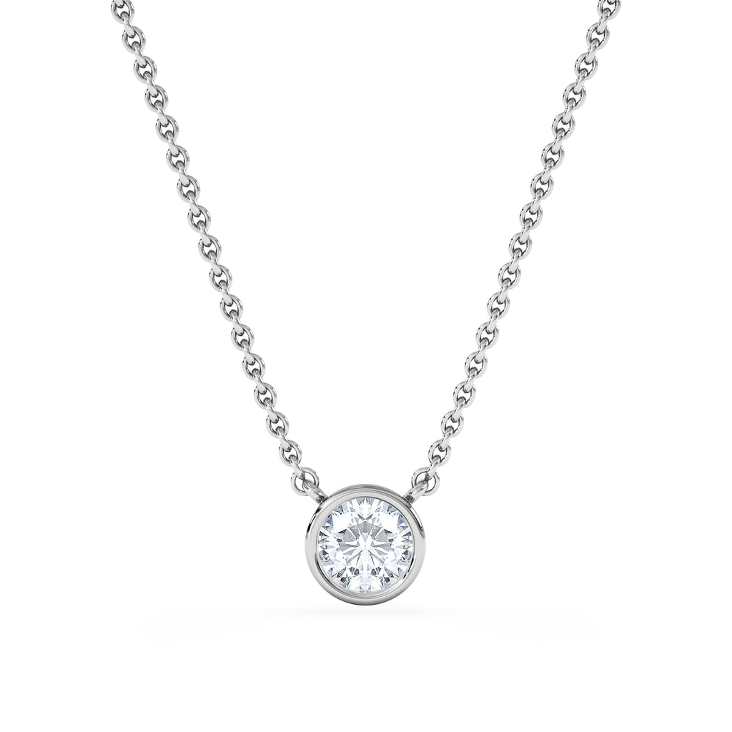 Horizon Round Cut Lab Diamond Solitaire Necklace 0.50ct H/SI in 9K White Gold