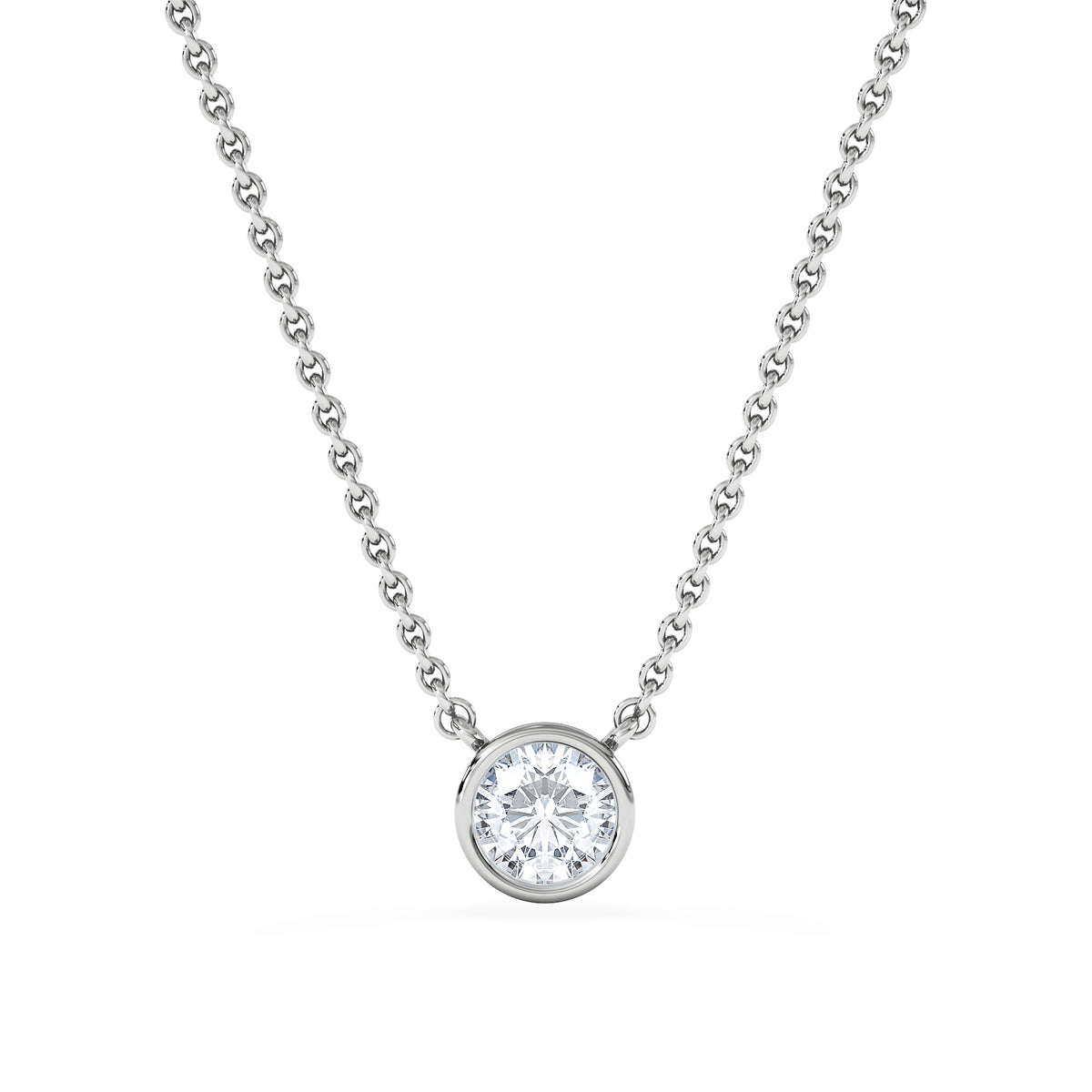 Horizon Round Cut Lab Diamond Solitaire Necklace 0.50ct H/SI in 9K White Gold