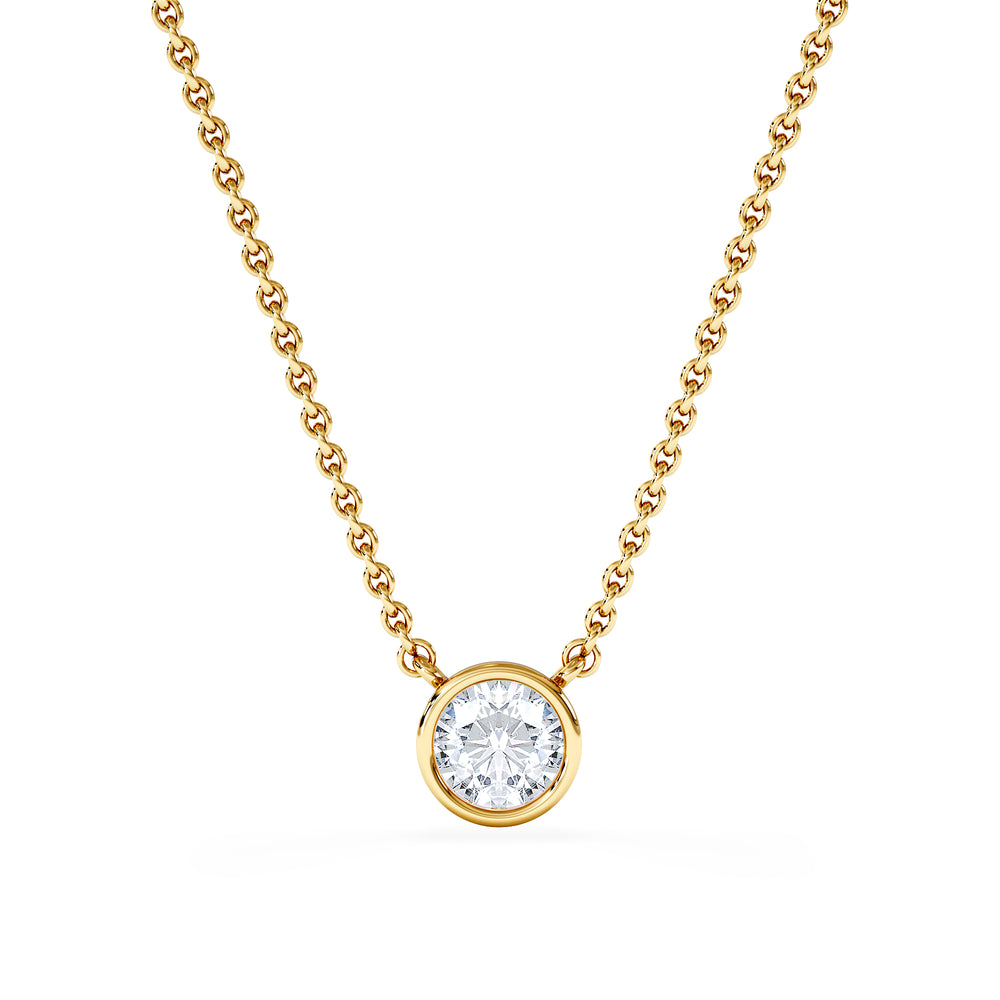 Horizon Round Cut Lab Diamond Solitaire Necklace 0.50ct H/SI in 9K Gold