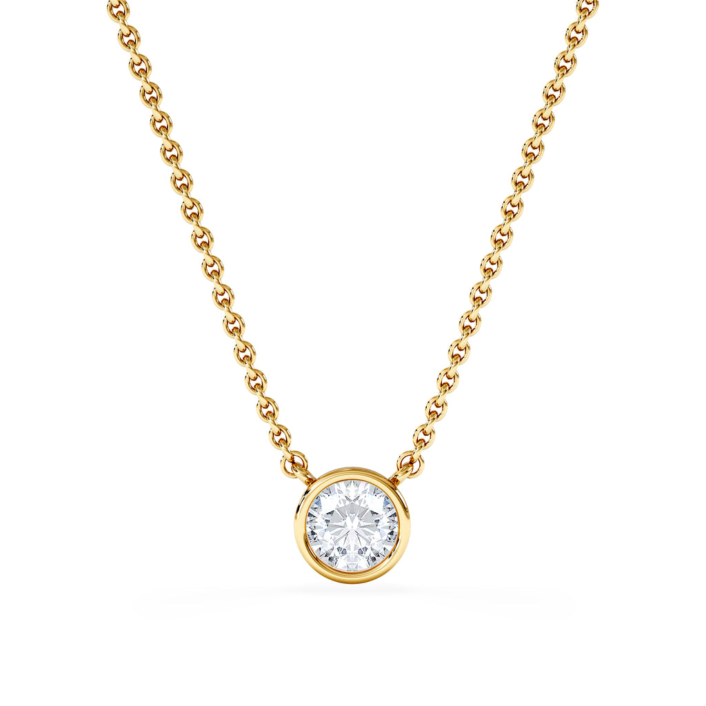 Horizon Round Cut Lab Diamond Solitaire Necklace 0.50ct H/SI in 9K Gold