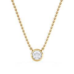 Horizon Round Cut Lab Diamond Solitaire Necklace 0.50ct H/SI in 9K Gold