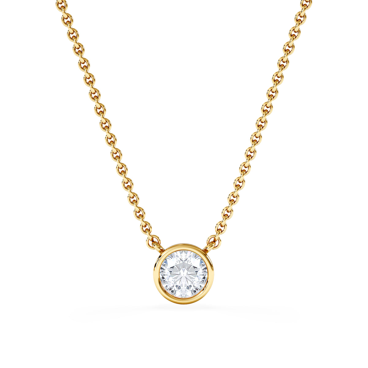Horizon Round Cut Lab Diamond Solitaire Necklace 0.50ct H/SI in 9K Gold