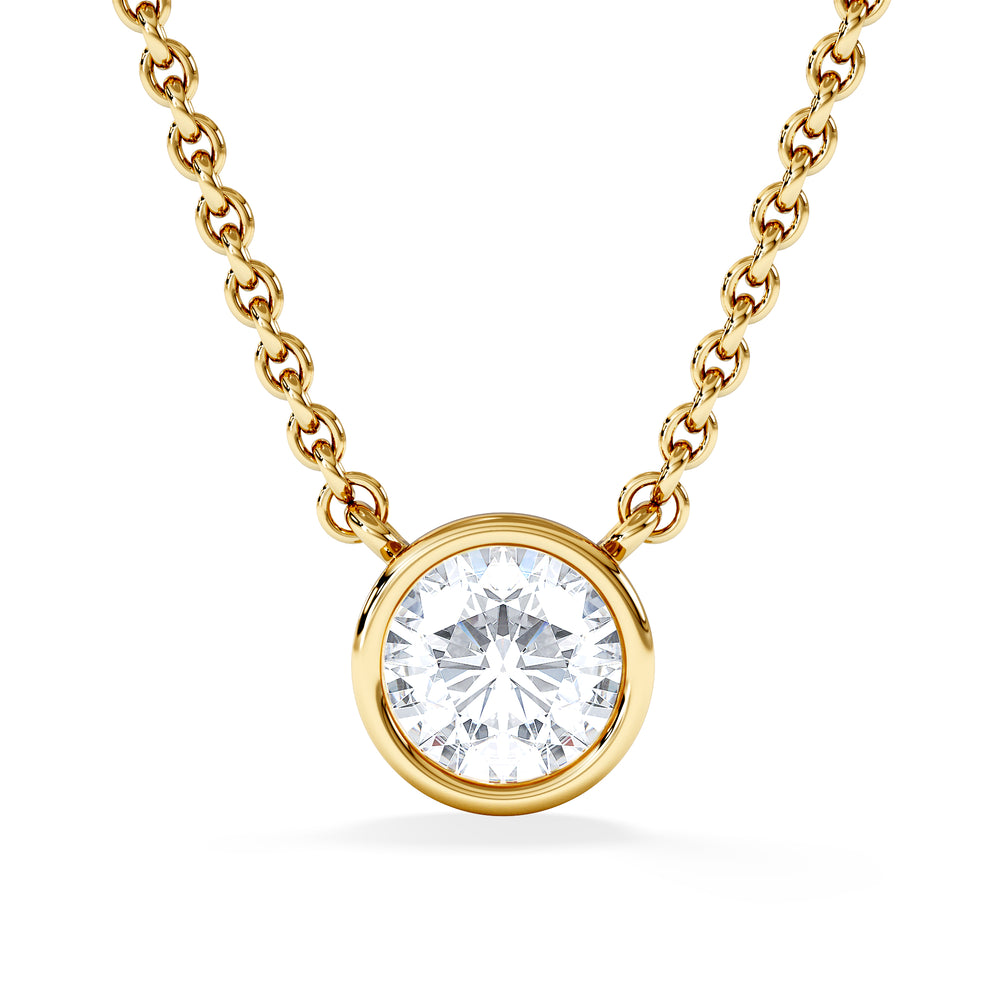 Horizon Round Cut Lab Diamond Solitaire Necklace 0.50ct H/SI in 9K Gold