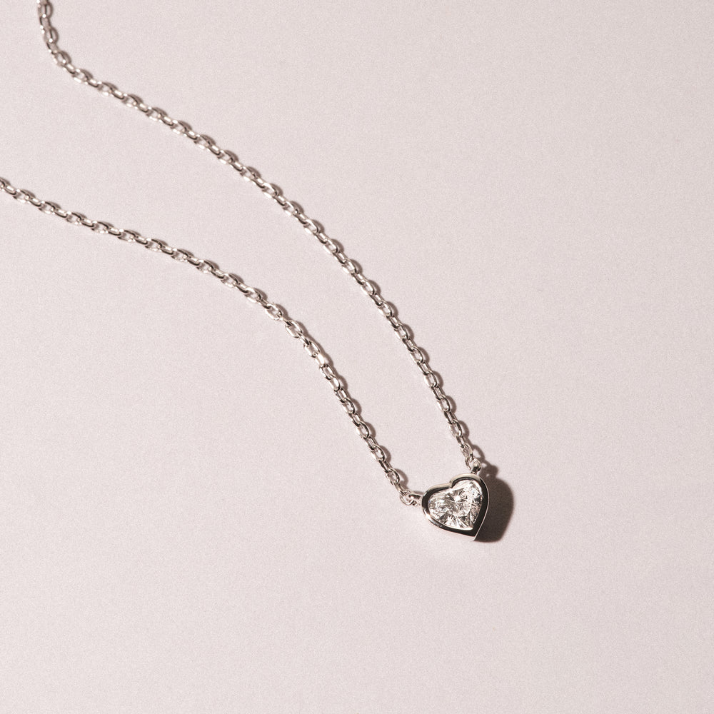 Horizon Heart Cut Lab Diamond Solitaire Necklace 0.25ct H/SI in 925 Silver
