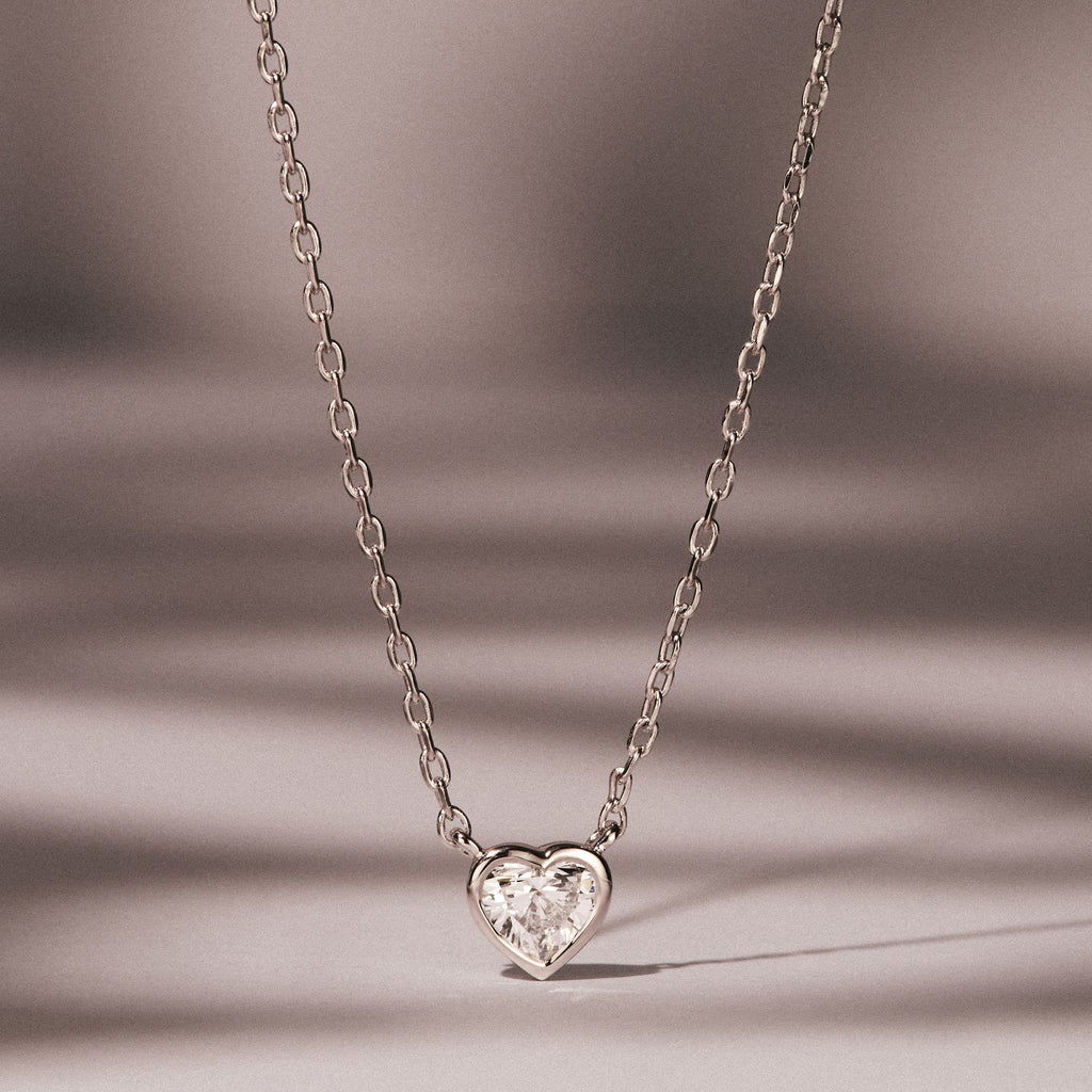Horizon Heart Cut Lab Diamond Solitaire Necklace 0.25ct H/SI in 925 Silver