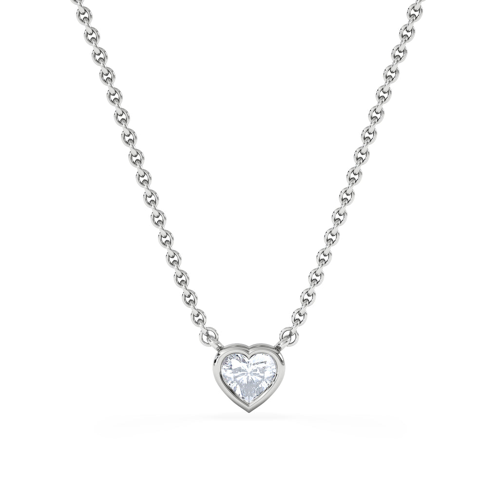 Horizon Heart Cut Lab Diamond Solitaire Necklace 0.25ct H/SI in 925 Silver