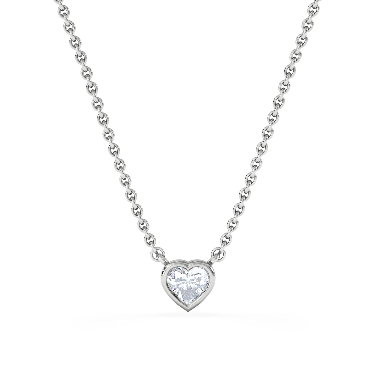Horizon Heart Cut Lab Diamond Solitaire Necklace 0.25ct H/SI in 925 Silver