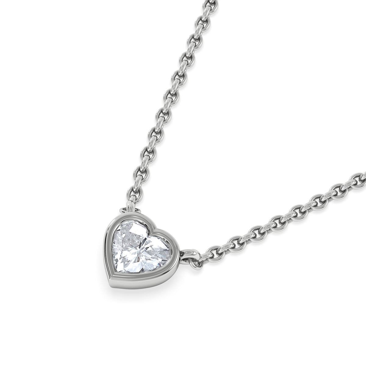 Horizon Heart Cut Lab Diamond Solitaire Necklace 0.25ct H/SI in 925 Silver