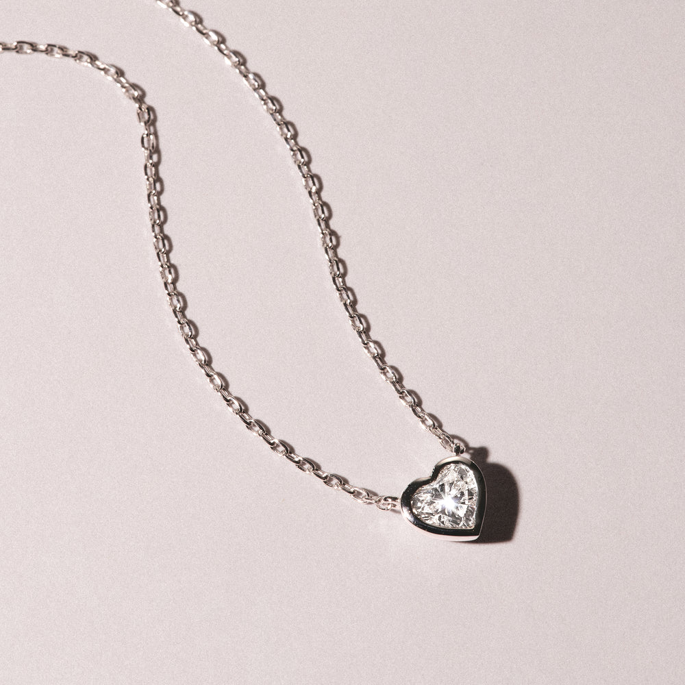 Horizon Heart Cut Lab Diamond Solitaire Necklace 0.50ct H/SI in 9K White Gold