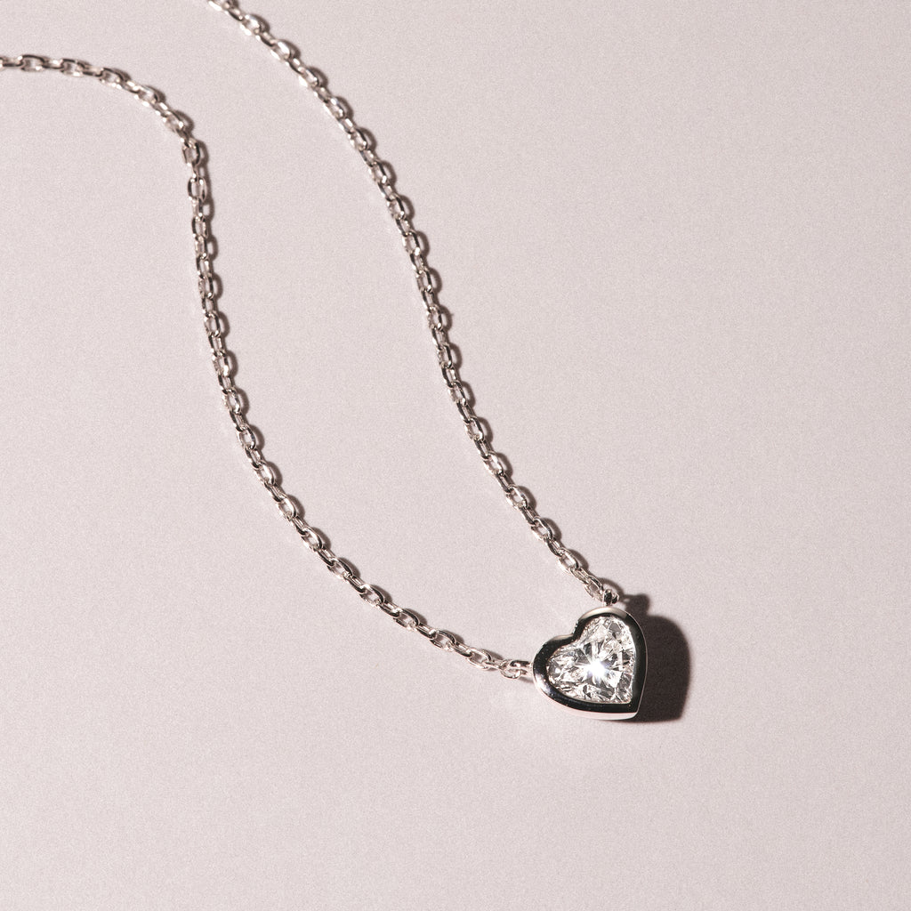 Horizon Heart Cut Lab Diamond Solitaire Necklace 0.50ct H/SI in 9K White Gold