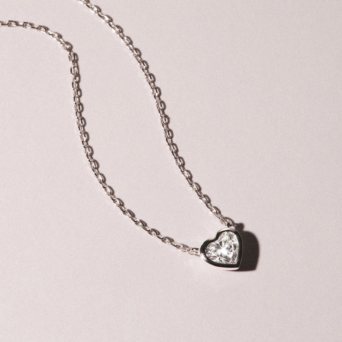 Horizon Heart Cut Lab Diamond Solitaire Necklace 0.50ct H/SI in 9K White Gold