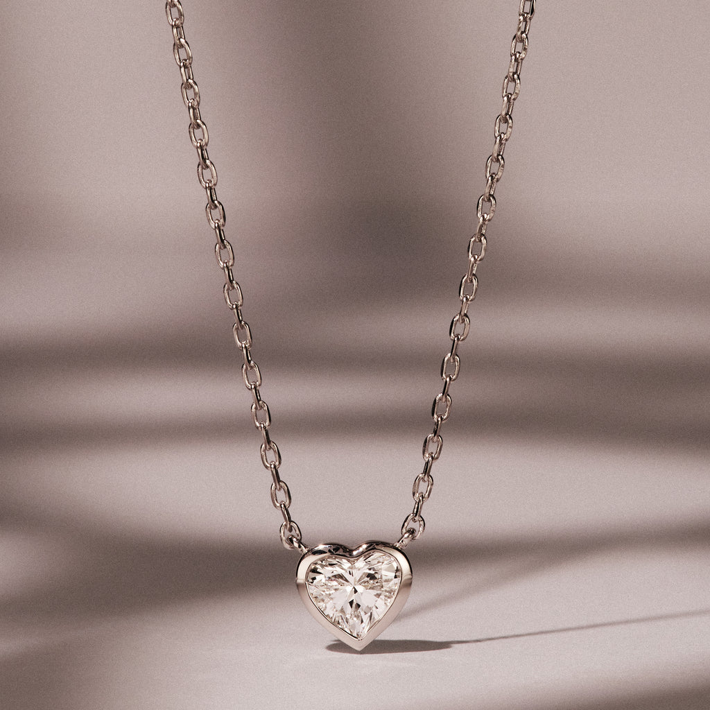 Horizon Heart Cut Lab Diamond Solitaire Necklace 0.50ct H/SI in 9K White Gold