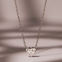 Horizon Heart Cut Lab Diamond Solitaire Necklace 0.50ct H/SI in 9K White Gold