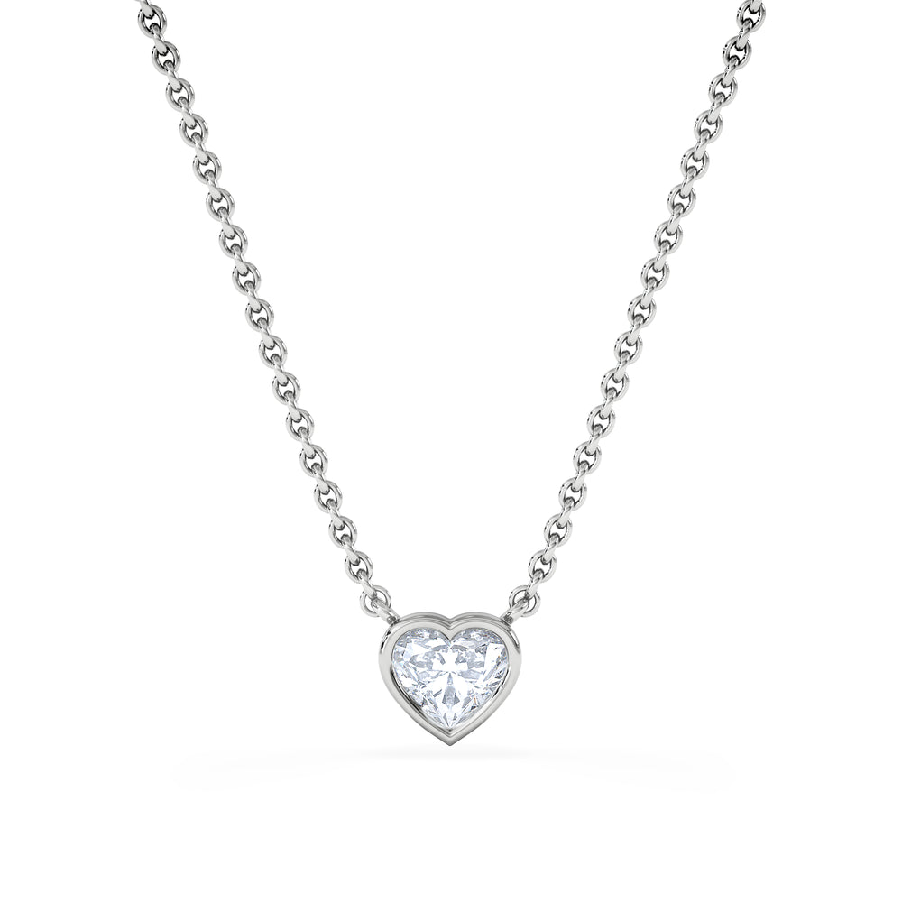 Horizon Heart Cut Lab Diamond Solitaire Necklace 0.50ct H/SI in 9K White Gold