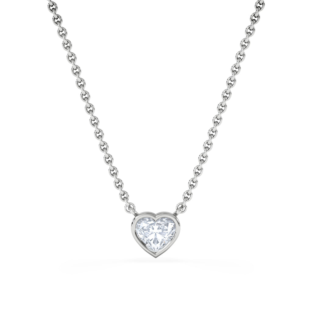 Horizon Heart Cut Lab Diamond Solitaire Necklace 0.50ct H/SI in 9K White Gold
