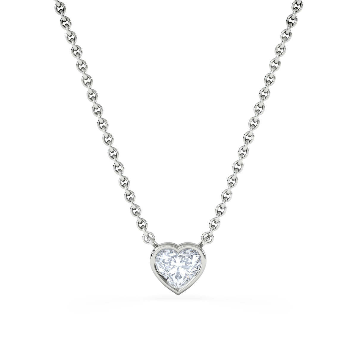 Horizon Heart Cut Lab Diamond Solitaire Necklace 0.50ct H/SI in 9K White Gold