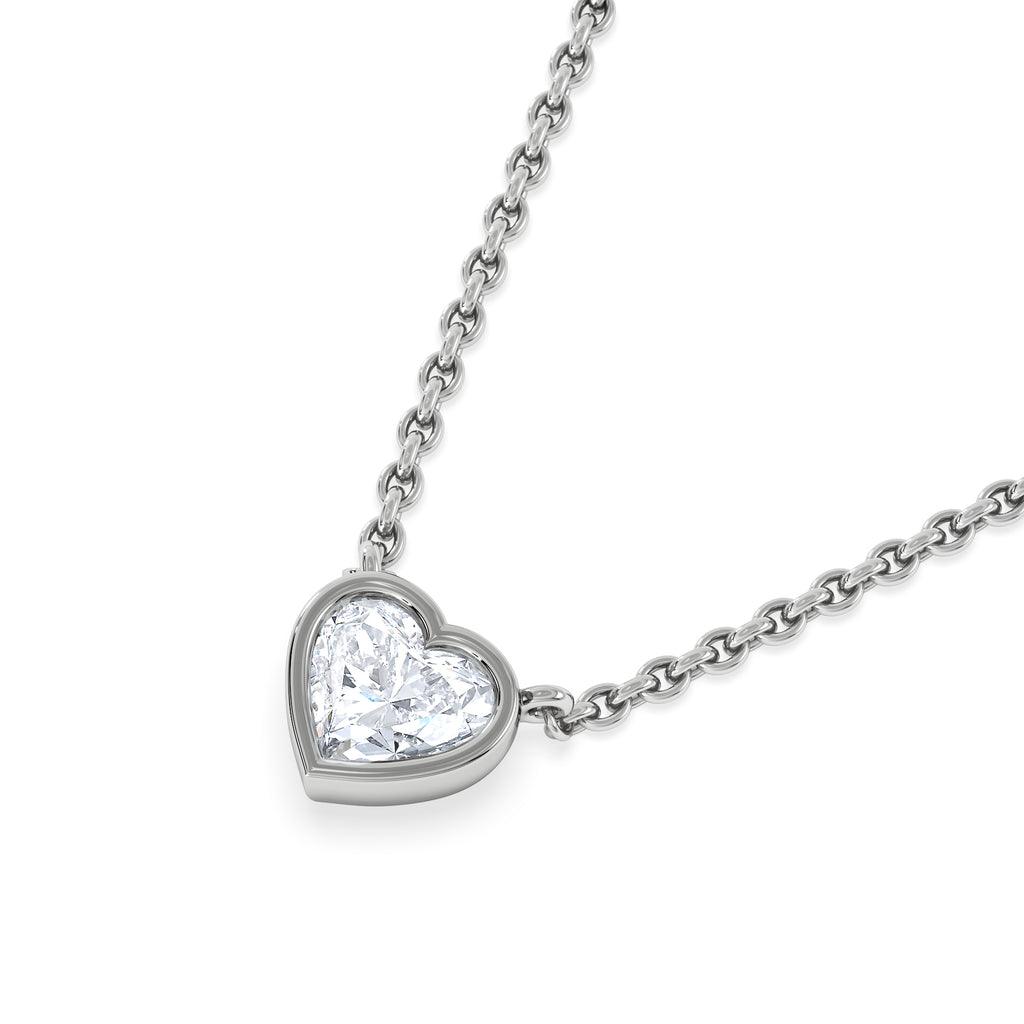 Horizon Heart Cut Lab Diamond Solitaire Necklace 0.50ct H/SI in 9K White Gold