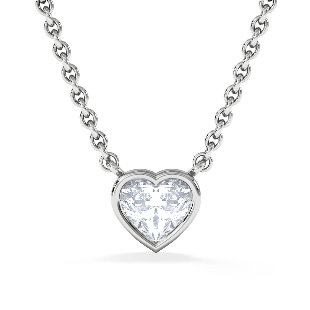 Horizon Heart Cut Lab Diamond Solitaire Necklace 0.50ct H/SI in 9K White Gold