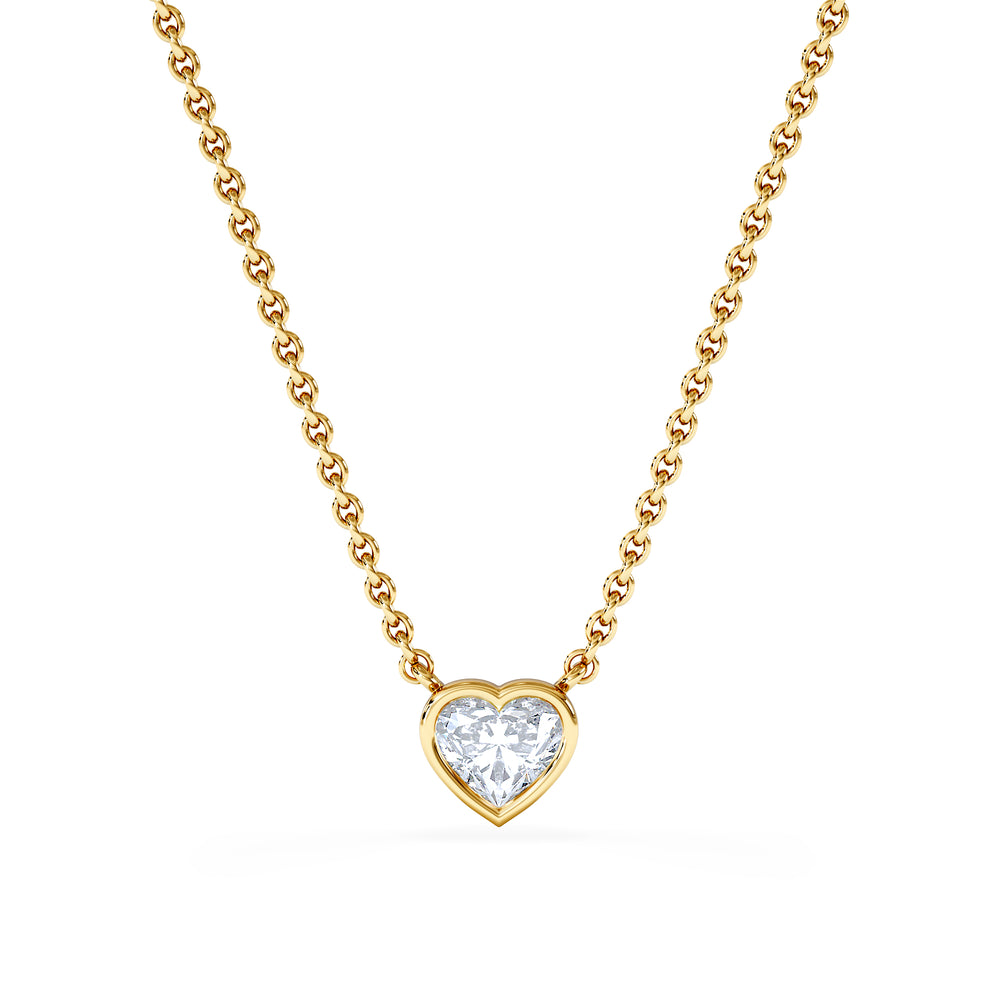 Horizon Heart Cut Lab Diamond Solitaire Necklace 0.50ct H/SI in 9K Gold