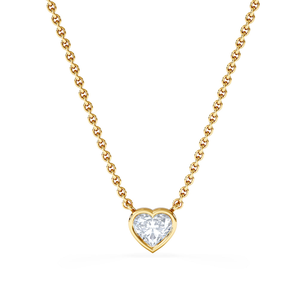 Horizon Heart Cut Lab Diamond Solitaire Necklace 0.50ct H/SI in 9K Gold
