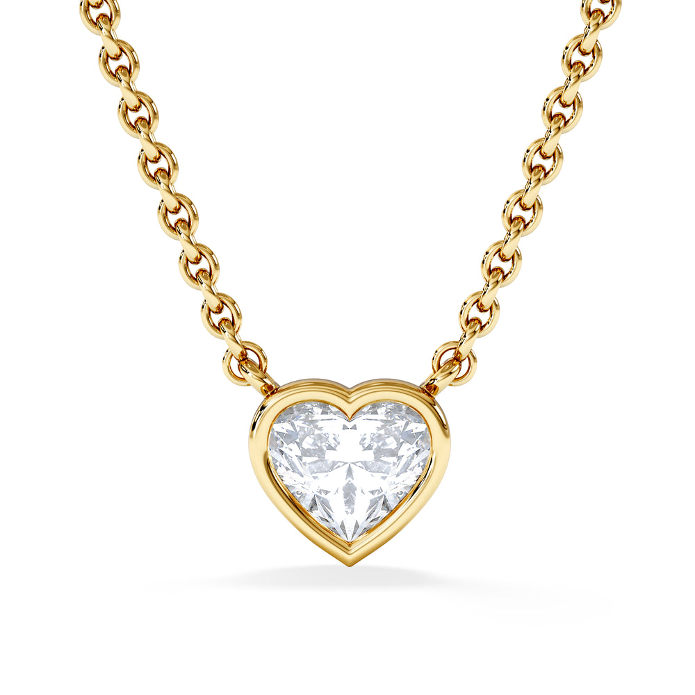 Horizon Heart Cut Lab Diamond Solitaire Necklace 0.50ct H/SI in 9K Gold