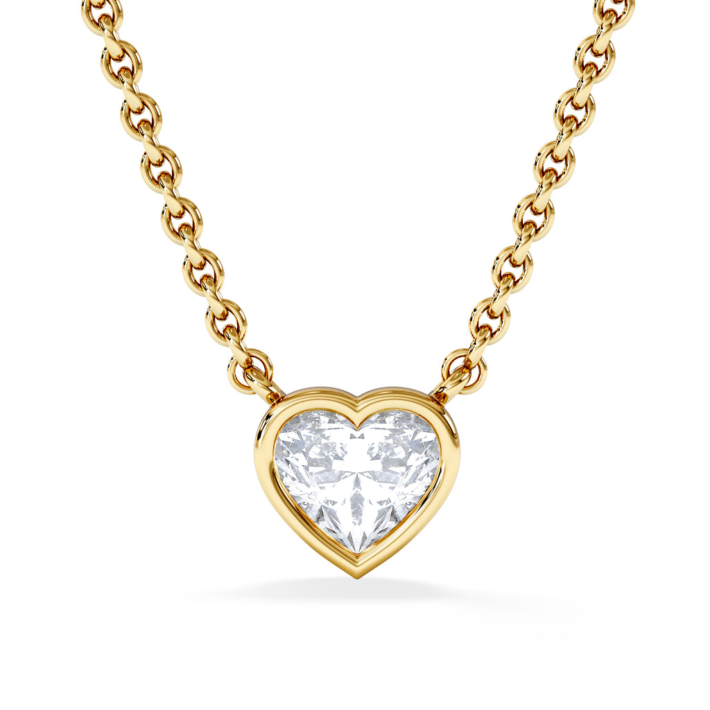 Horizon Heart Cut Lab Diamond Solitaire Necklace 0.50ct H/SI in 9K Gold