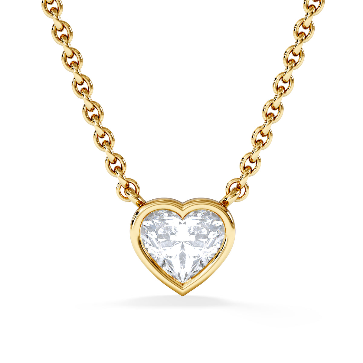 Horizon Heart Cut Lab Diamond Solitaire Necklace 0.50ct H/SI in 9K Gold