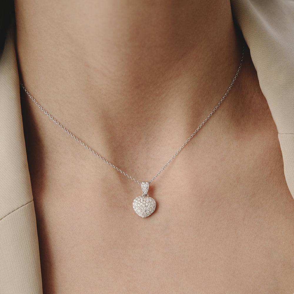 Heart Lab Diamond Necklace 0.50ct in 925 Silver