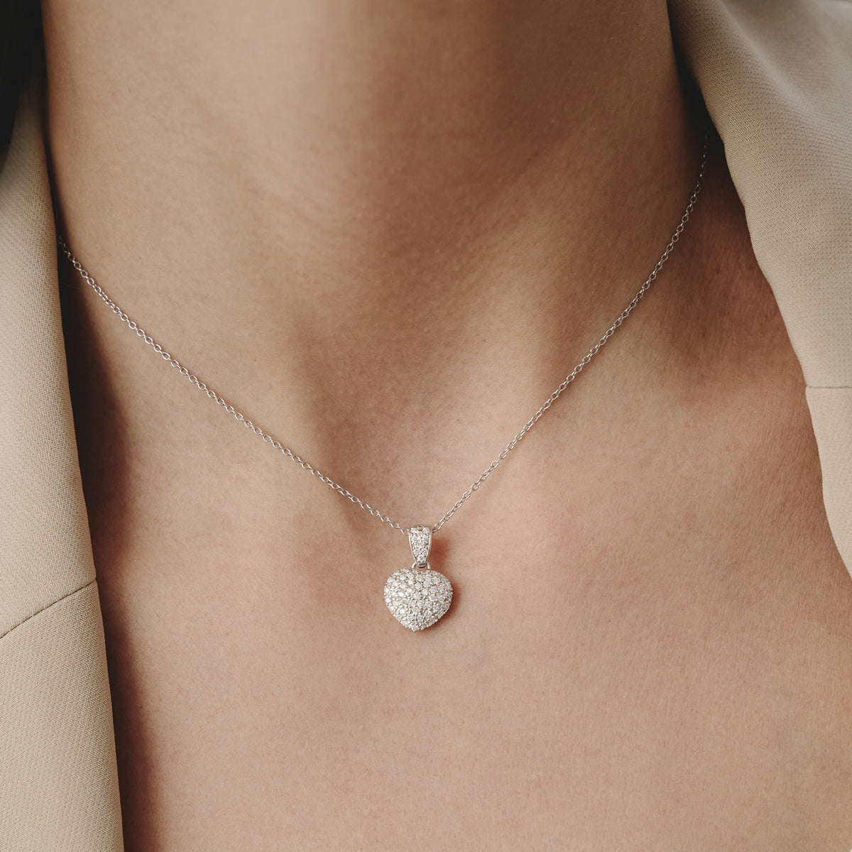 Heart Lab Diamond Necklace 0.50ct in 925 Silver
