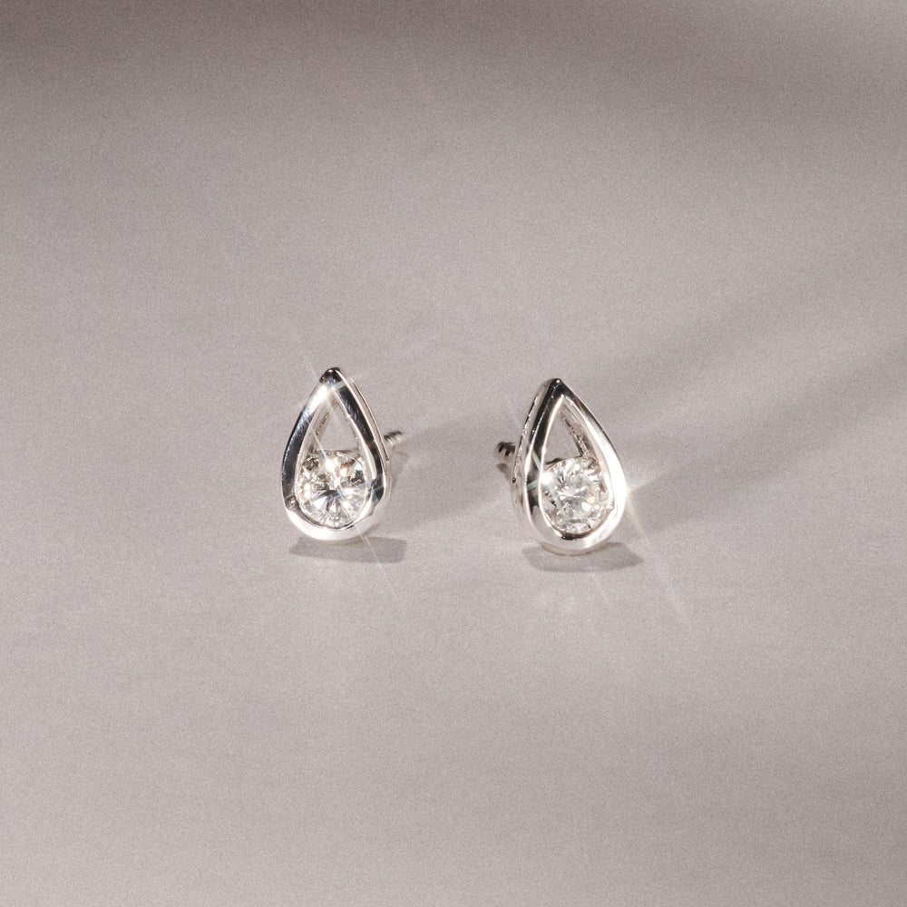 Teardrop 0.21ct Round Cut Lab Grown Stud Earrings in Sterling Silver