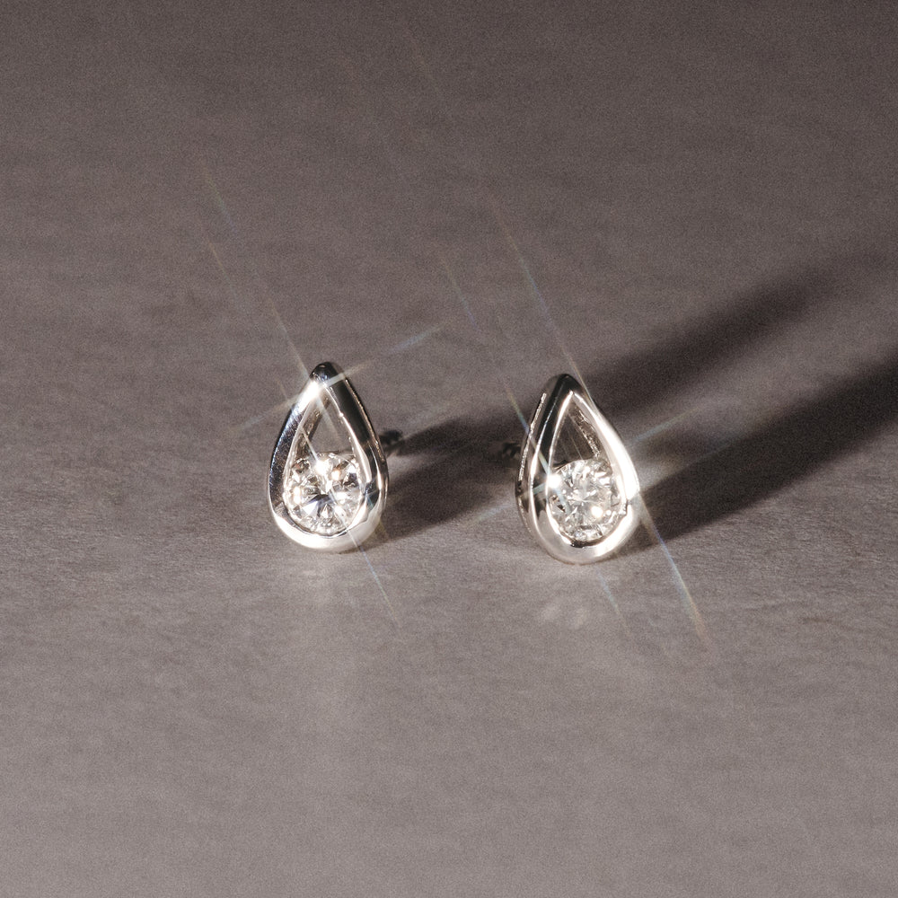 Teardrop 0.21ct Round Cut Lab Grown Stud Earrings in Sterling Silver