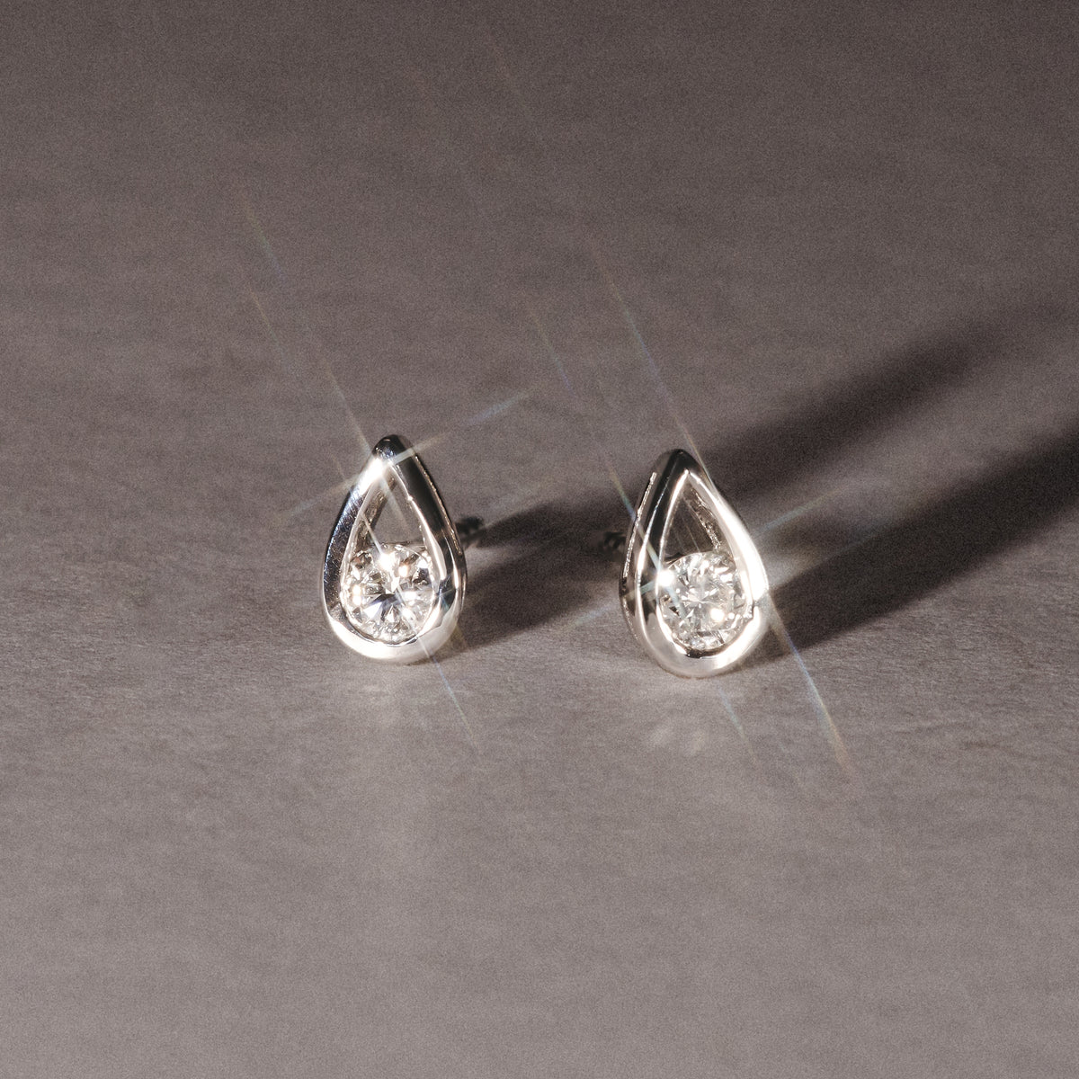 Teardrop 0.21ct Round Cut Lab Grown Stud Earrings in Sterling Silver