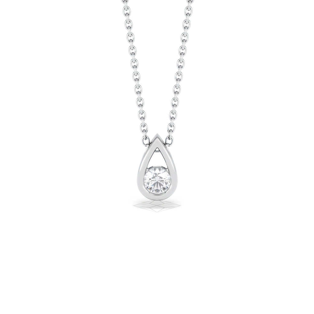 Teardrop Solitaire 0.25ct H/SI Round Cut Lab Grown Pendant Necklace in Sterling Silver