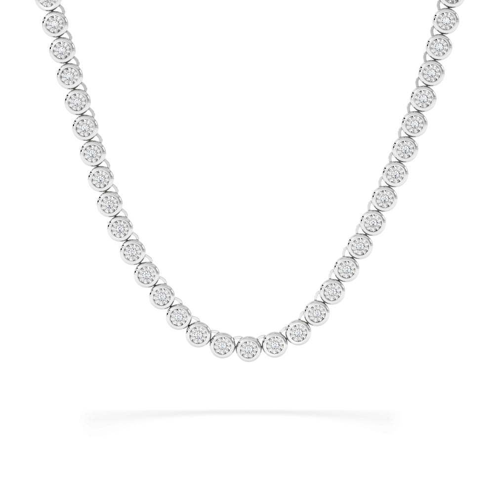 1.00ct Lab Diamond Bezel Tennis Necklace in Sterling Silver