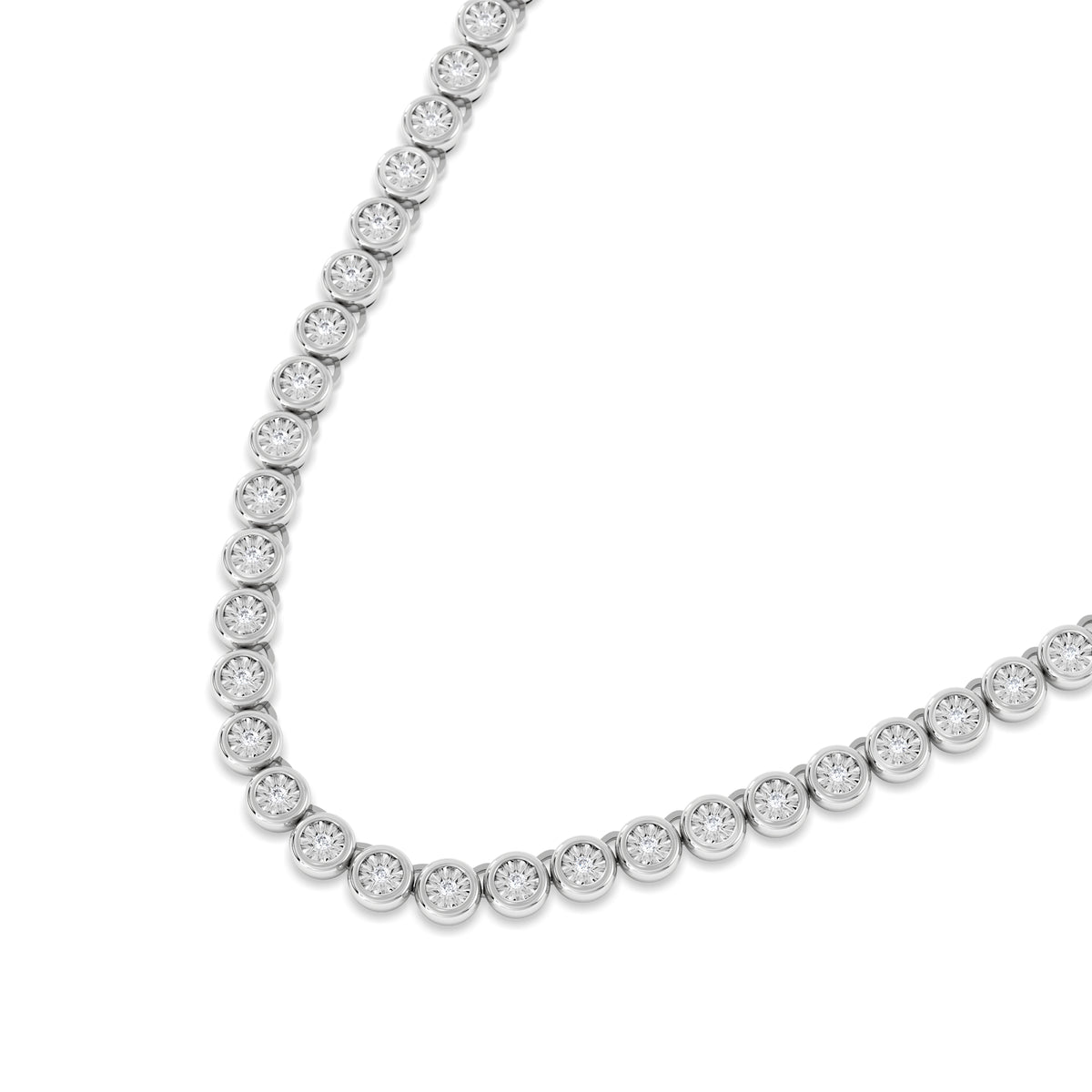 1.00ct Lab Diamond Bezel Tennis Necklace in Sterling Silver